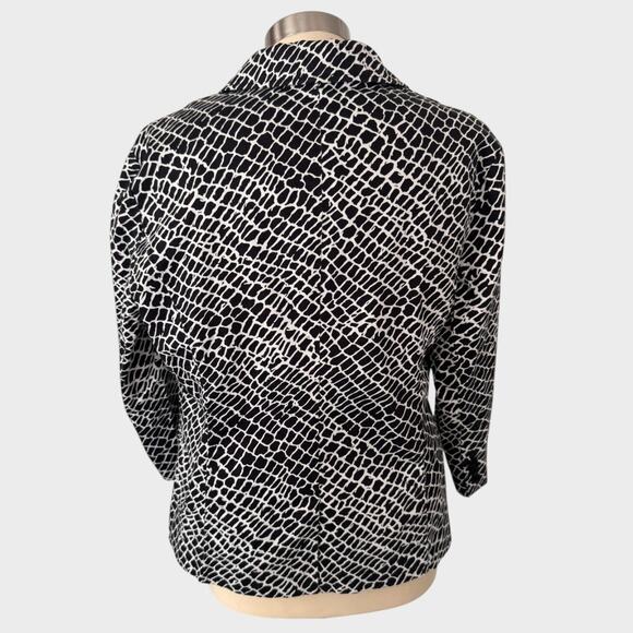 Harve Benard Large One Button Jacket Blazer White Black Reptile Print - Picture 5 of 8
